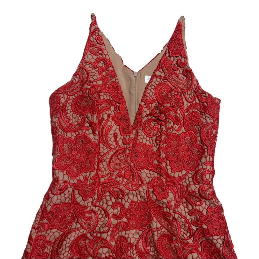 Dress the Population Marie Red Lace‎ Midi Dress | Coquette | Formal | Size M - Picture 3 of 7